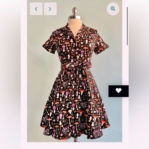 Maeve Eva Rose Mushroom Pinup Midi Dress